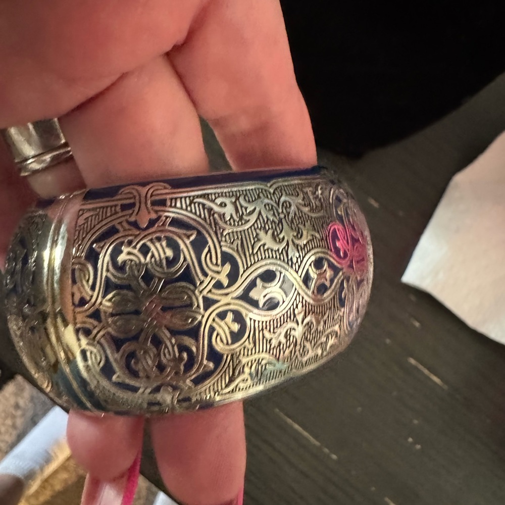 Brighton’s Intricate Silver and Blue Cuff Bracelet